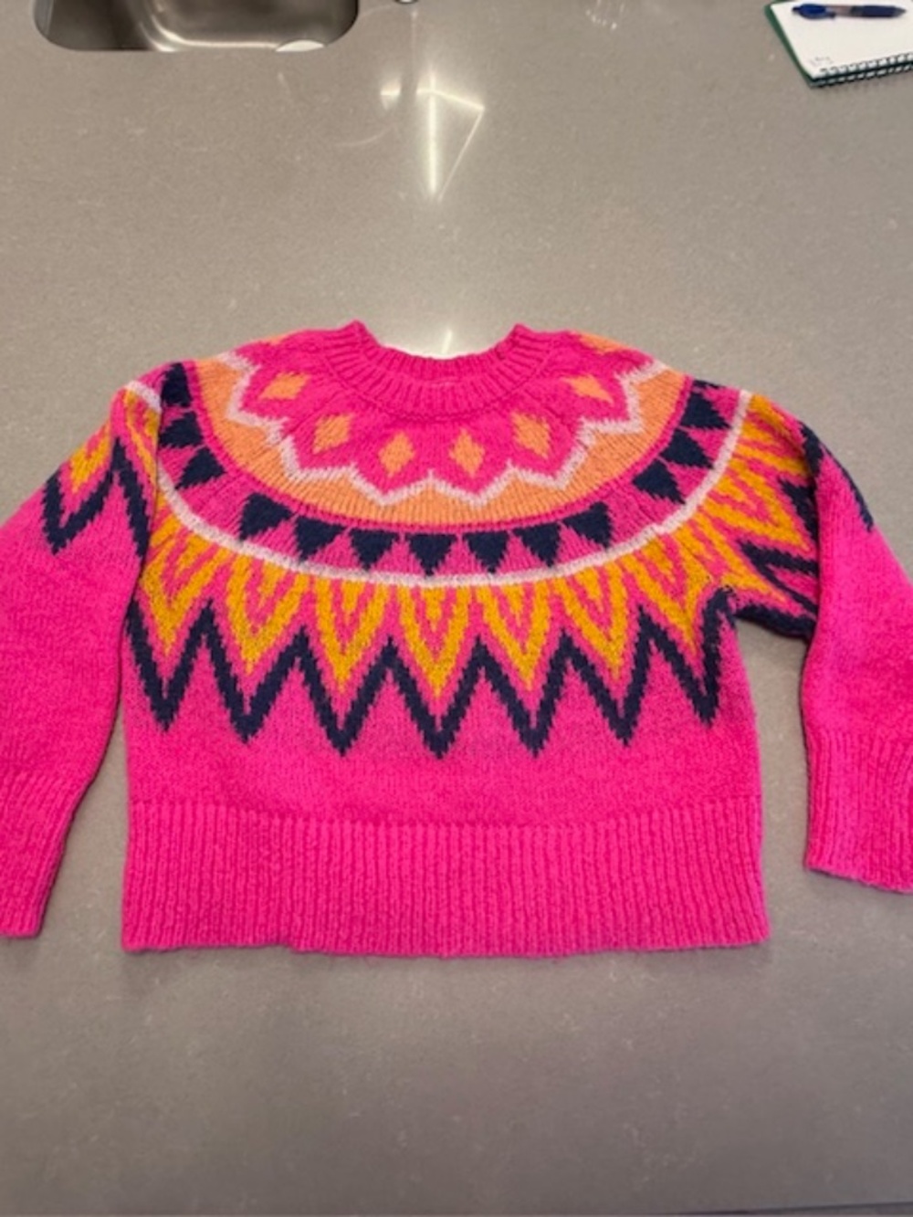 A New Day Fuzzy Crewneck Pullover Knit Sweater Pink Large (fits big) EUC